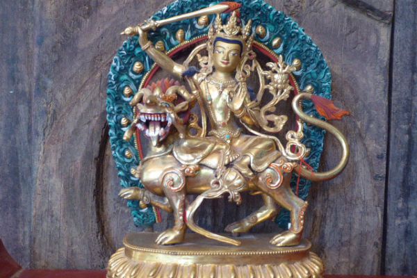 Manjushri - Shakjabronze vergoldet aus Nepal