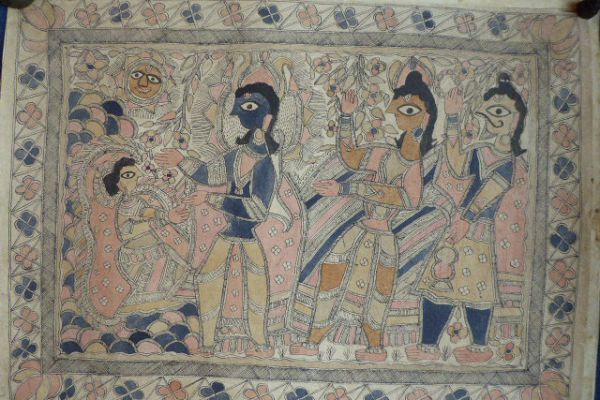 Rama und Sita Madhubani Malerei - Asiatica Foth